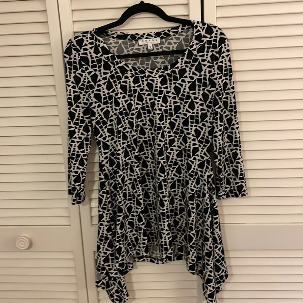 Chaus Black & White Flaired Tunic